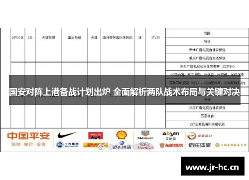 国安对阵上港备战计划出炉 全面解析两队战术布局与关键对决